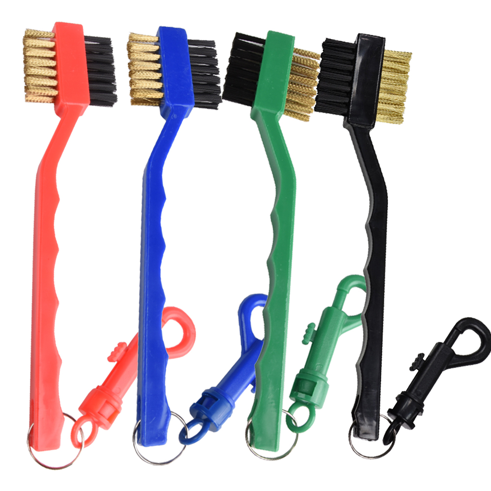 Golf Equipment Cheap - ゴルフクリーニングブラシ両面デザインポータブルフック軽量ポータブル2ヘッドクラブクリーニングゴルフクリーニングアクセサリー