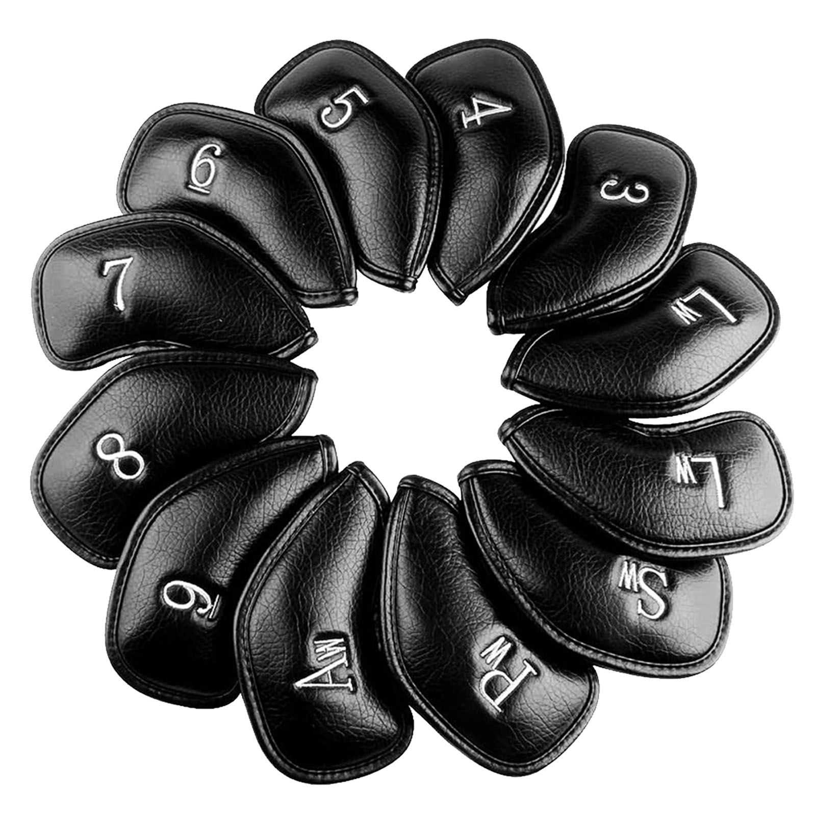 Golf Equipment Suppliers - プレミアム合成皮革製スタイリッシュなアイアン＆ウェッジゴルフヘッドカバー、お得な12ピースセット、刺繍ラベル付き、ほとんどのクラブに適合